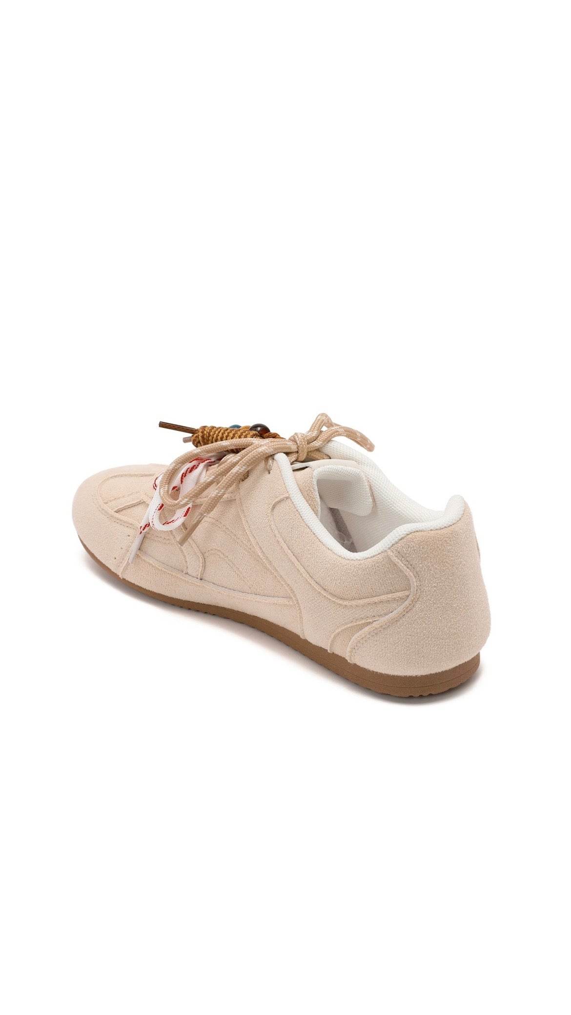 Baskets LEONIE – Effet Daim Beige & perles
