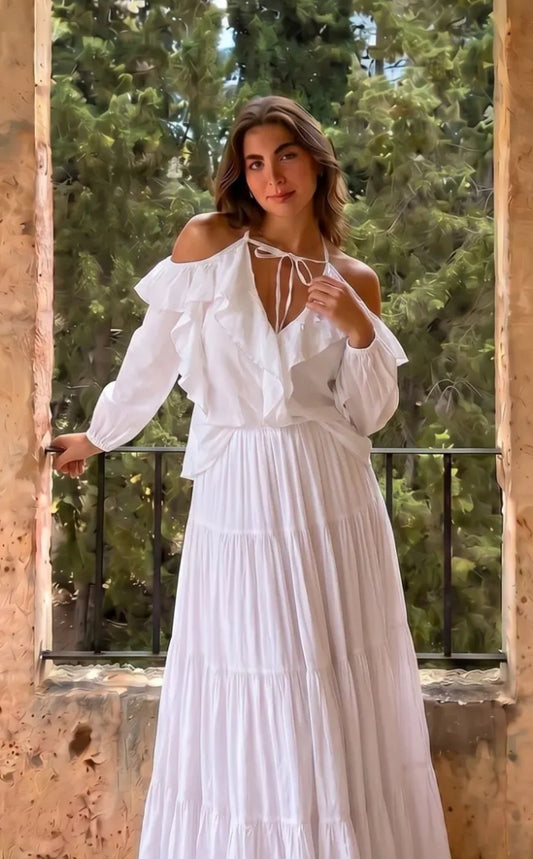 Blouse Épaules Dénudées SOPHIE – Voile de Coton | Volants Girly | Bohème Chic Resort