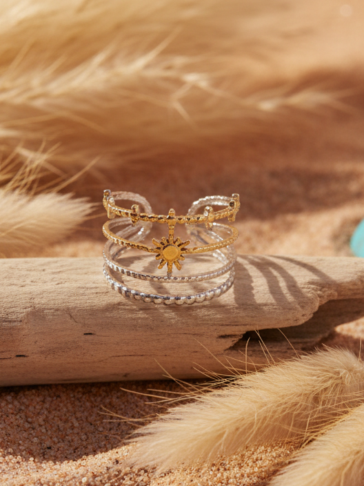 Bague LUNA Gypsy Bohème | Acier Inoxydable Réglable - Multirang