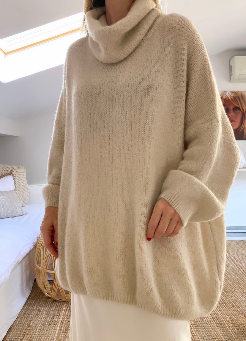 Pull long beige oversize KIMY