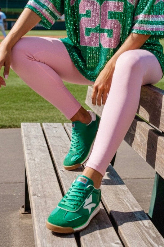 Baskets HUDSON – Sneakers vertes Étoile Femme Style Rétro💚