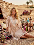 Load image into Gallery viewer, Caftan Dentelle IMANE — Robe Bohème Chic Mille et Une Nuits✨

