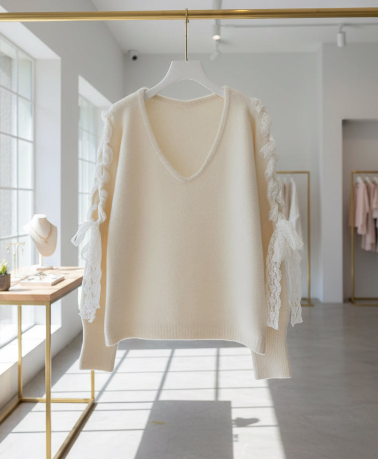 Pull ruban dentelle JADE