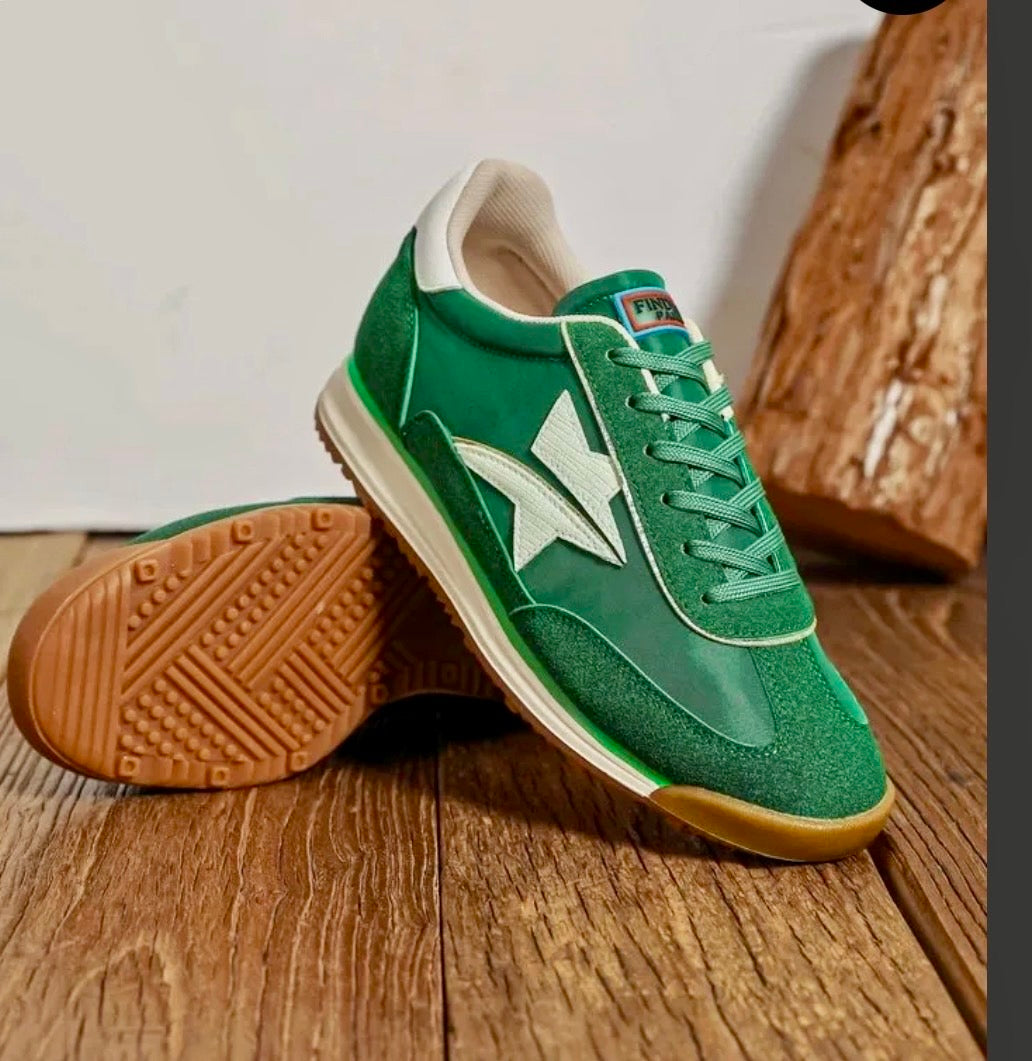 Baskets HUDSON – Sneakers vertes Étoile Femme Style Rétro💚