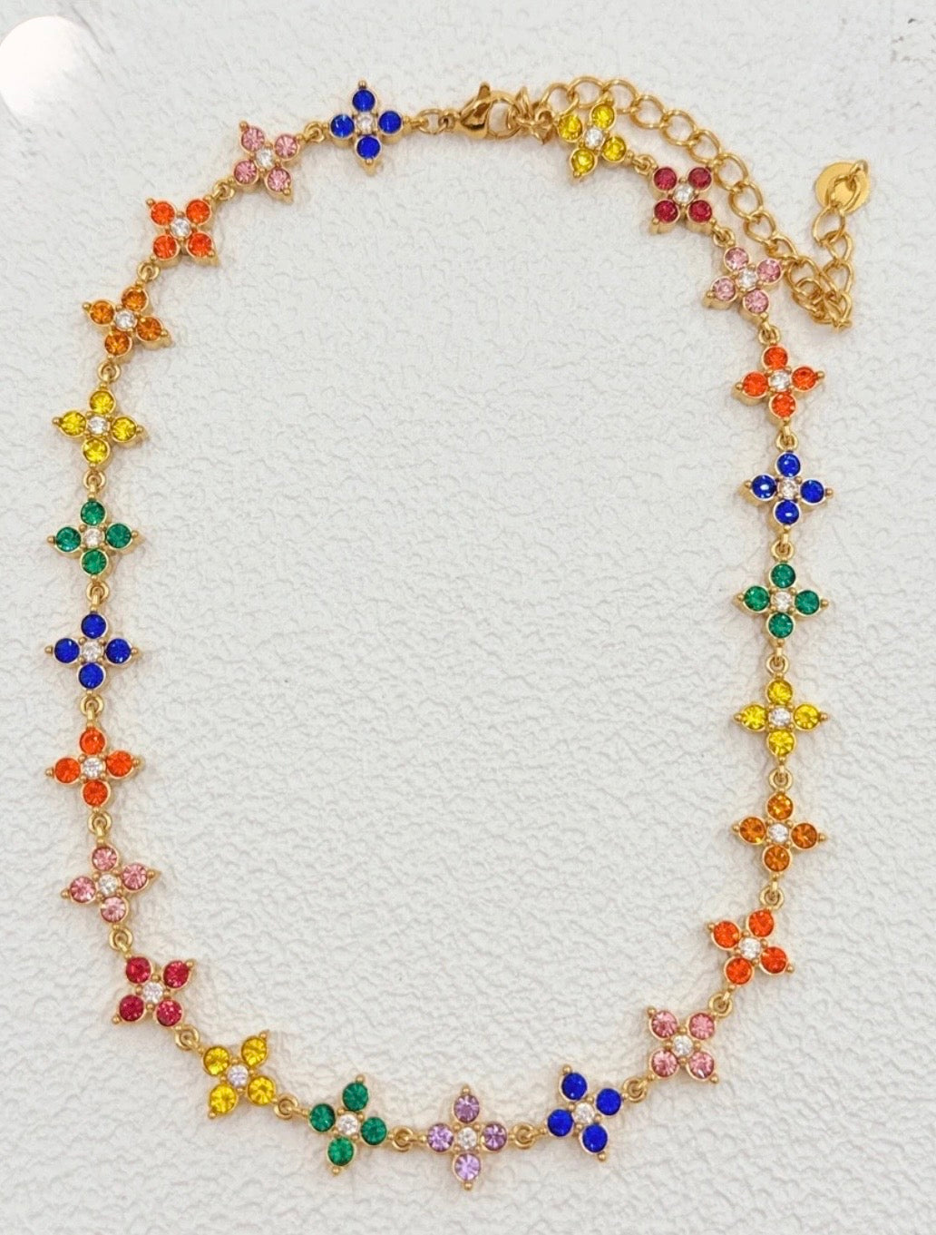 Collier Ras-de-Cou Fleurs Strass Multicolore JAZZ