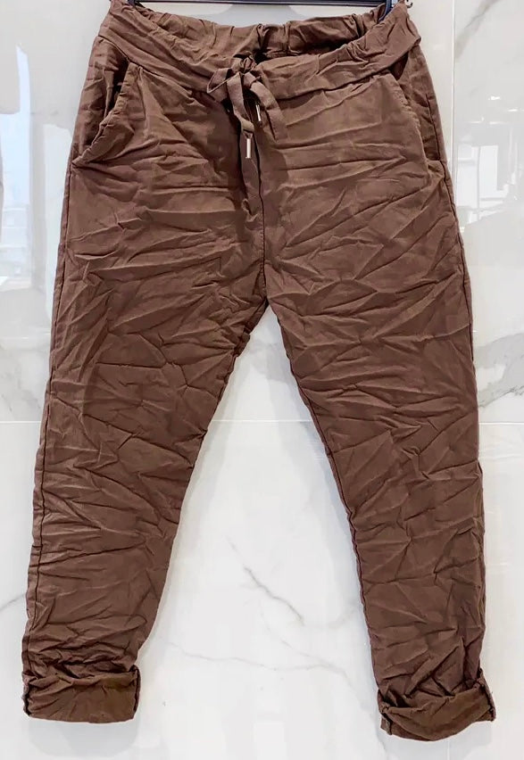 Pantalon toile unie choco LÉA 2 tailles