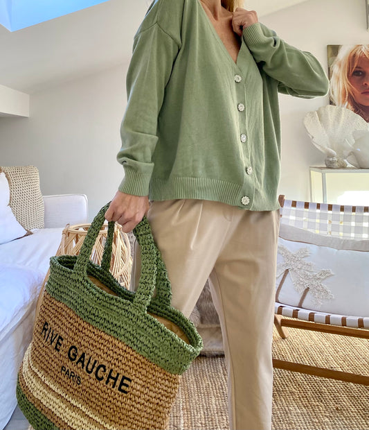 Grand Sac cabas kaki Rive gauche DEAUVILLE