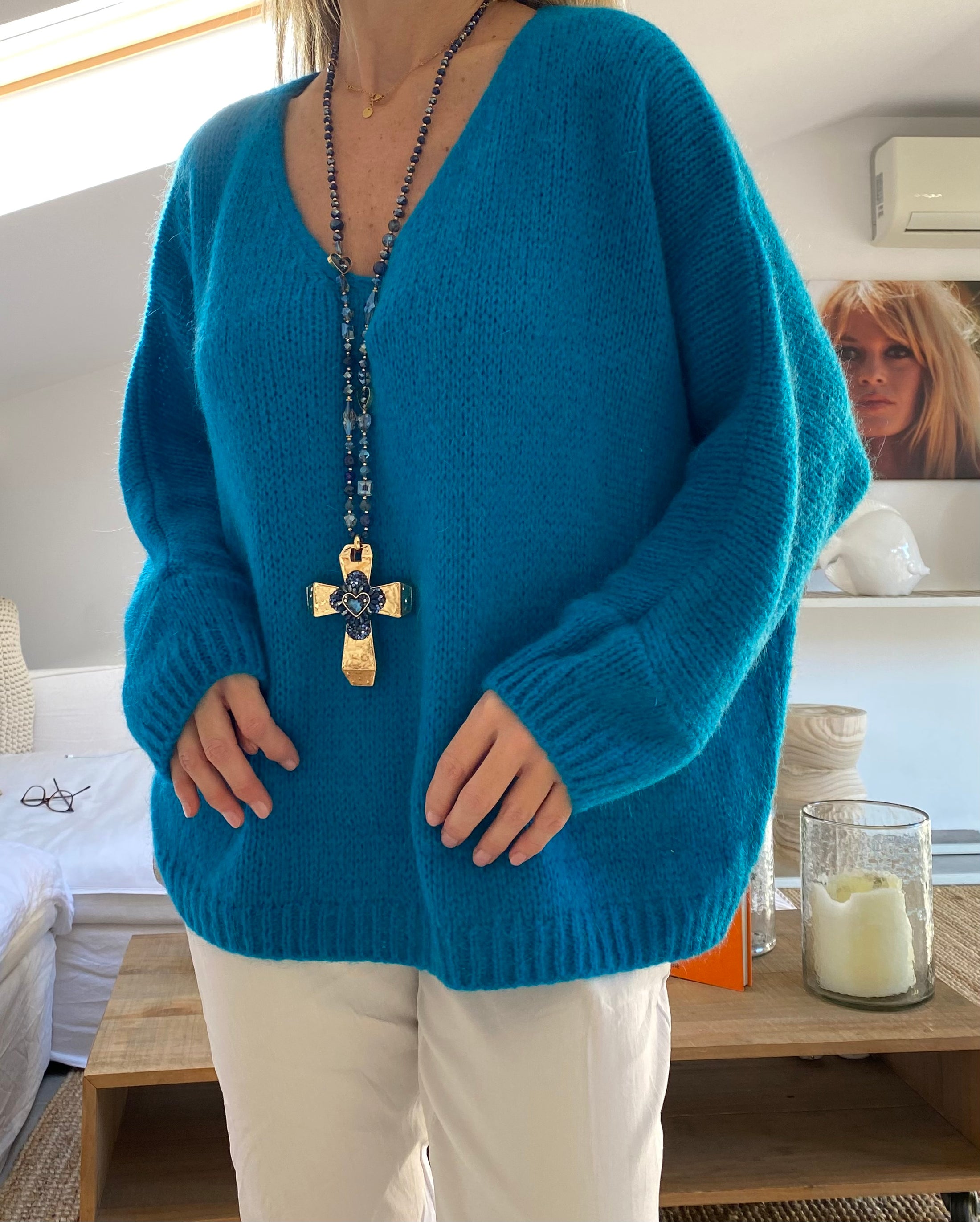 Pull mohair bleu LOU