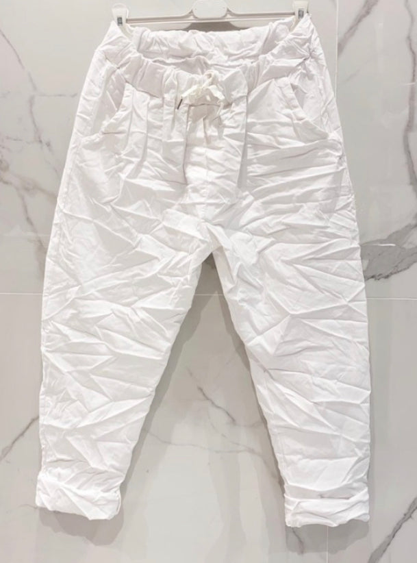 Pantalon toile unie blanc  LEA grande taille
