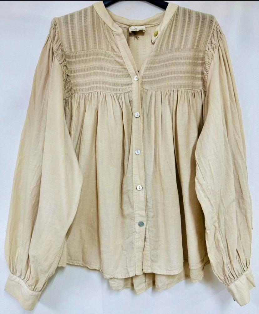 Bohemian cotton blouse LILIROSE beige