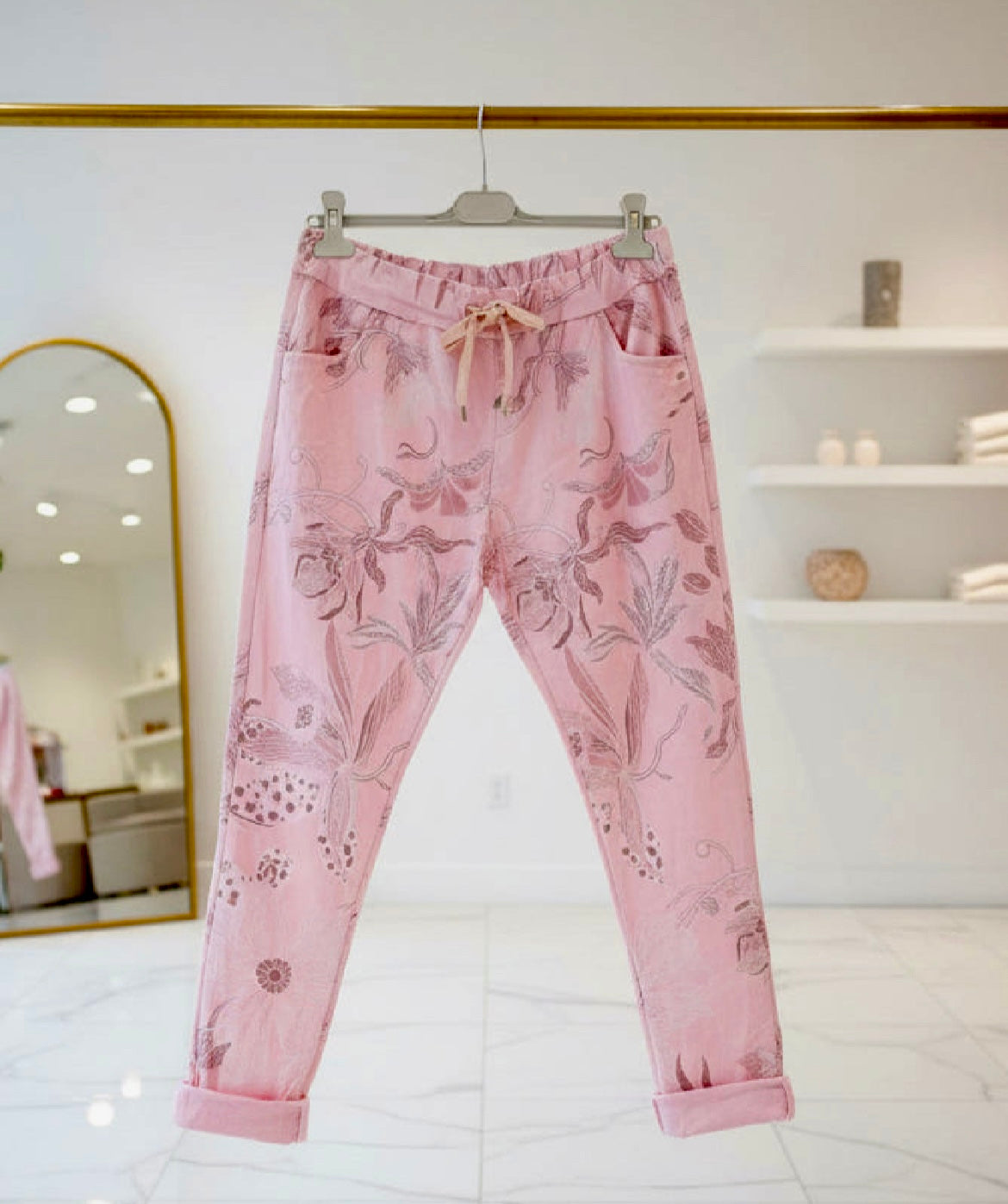 Pantalon fleuri rose LIO