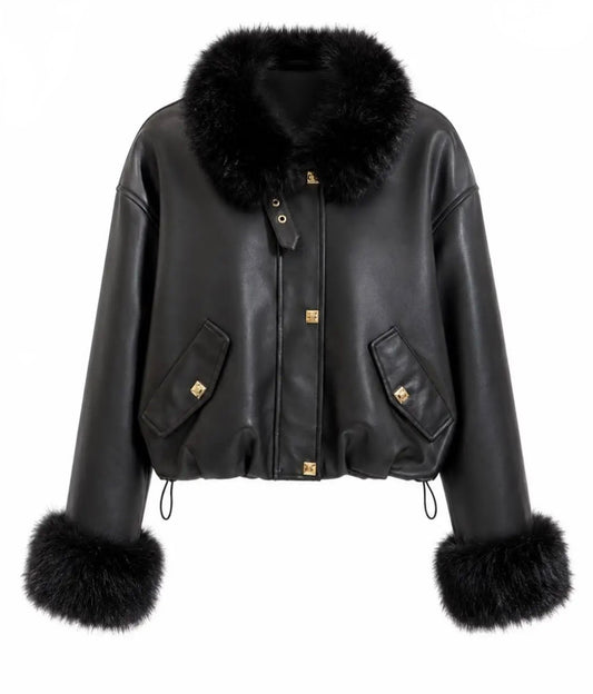 Blouson Effet Cuir & Fausse Fourrure VALENTINA