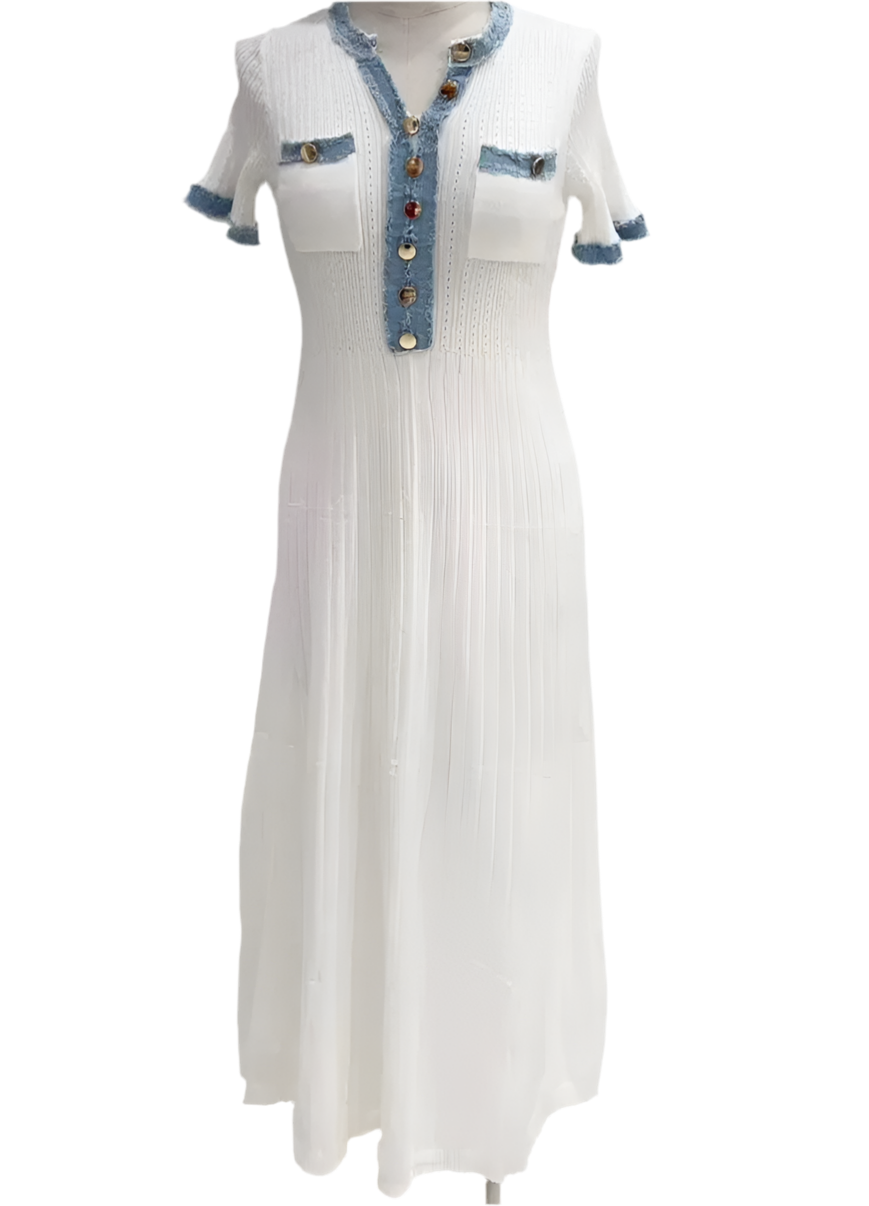 Robe blanche en maille SANDRA