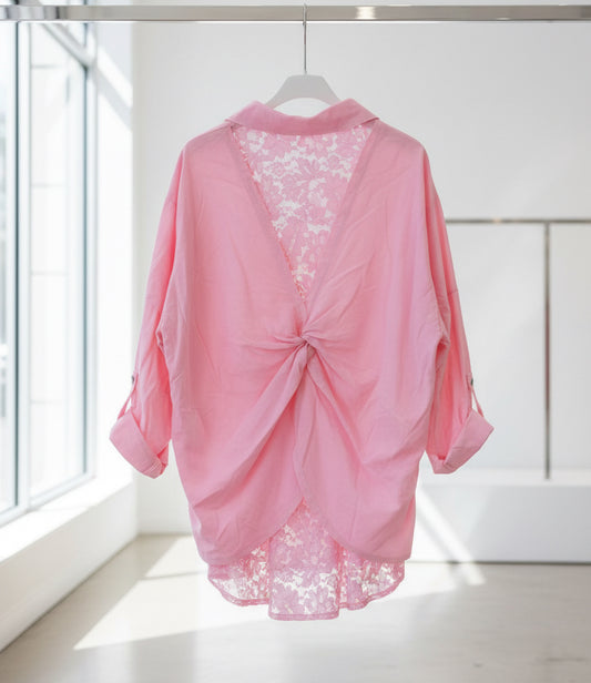 Chemise rose dentelle SIA