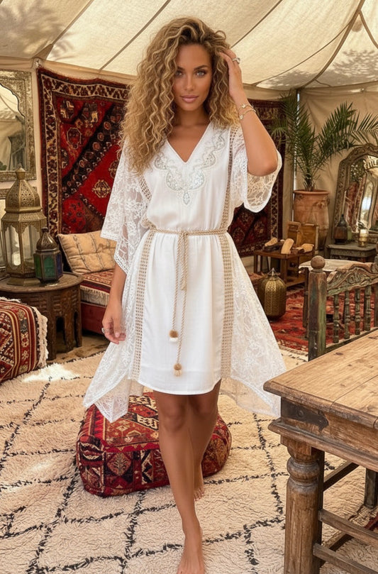 Caftan Dentelle TARA — Robe Bohème Chic Mille et Une Nuits✨
