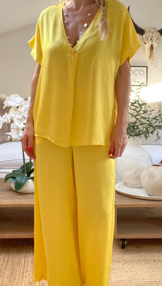 Pantalon soie jaune POLY