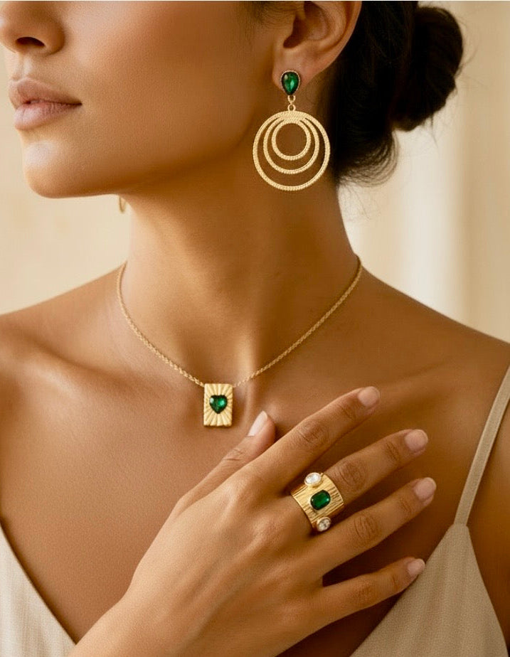 Bague Dorée Juana 💎 | Pierres & Effet Martelé Style Mille et Une Nuits