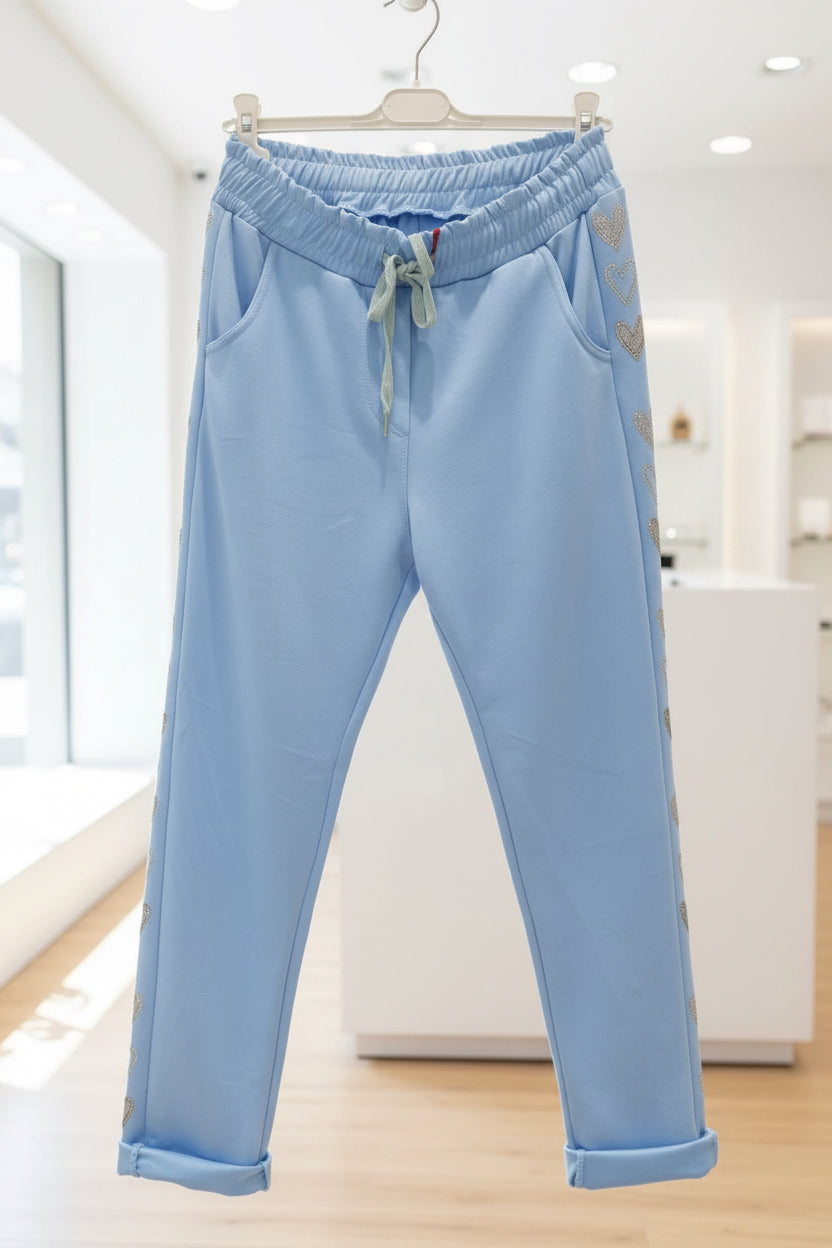 Pantalon SANTA cœurs argentés