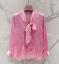 Charger l'image dans la visionneuse de la galerie, Blouse fluide rose dentelle IZA
