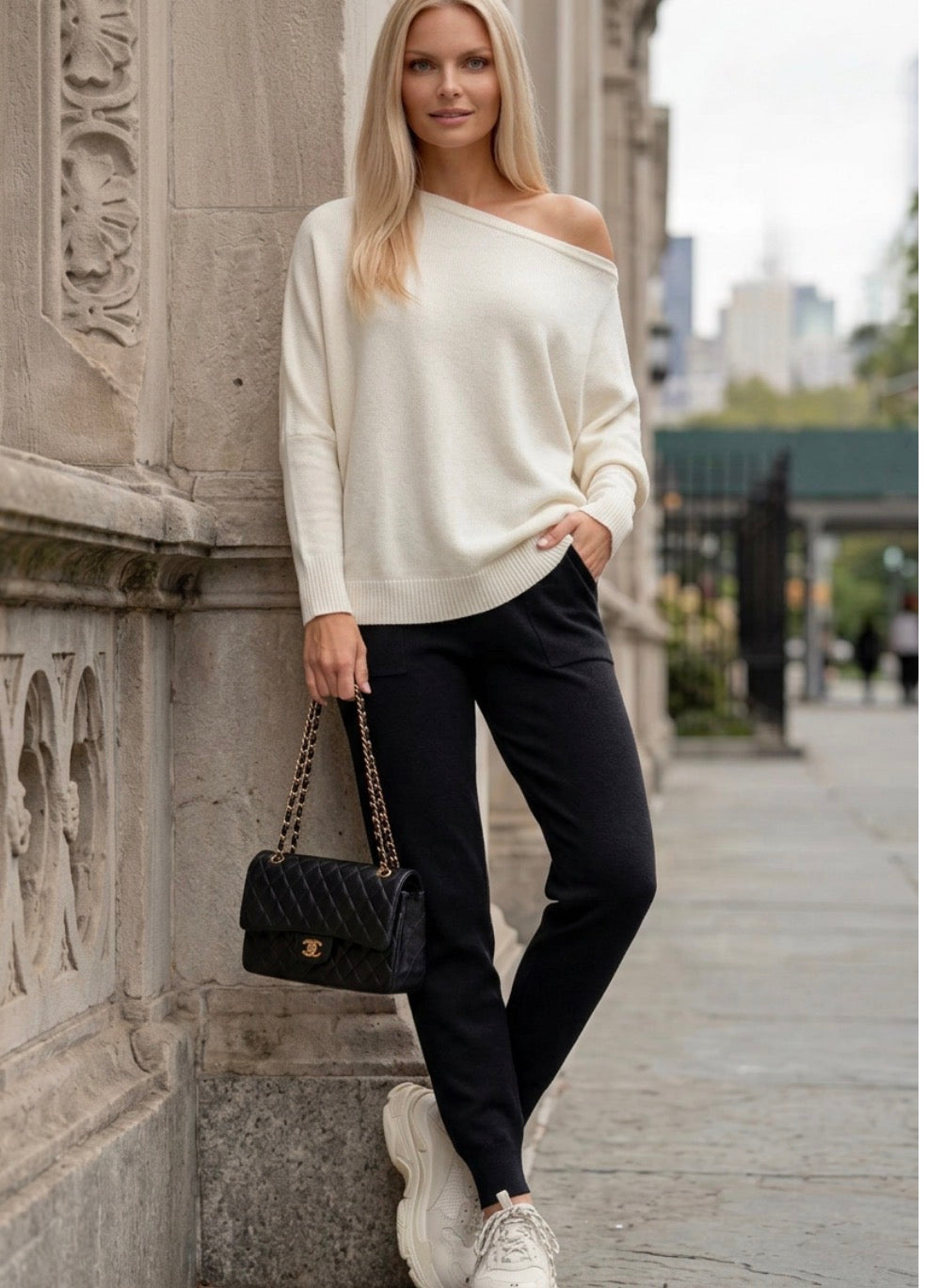 Anaïs – Pantalon en maille toucher cachemire