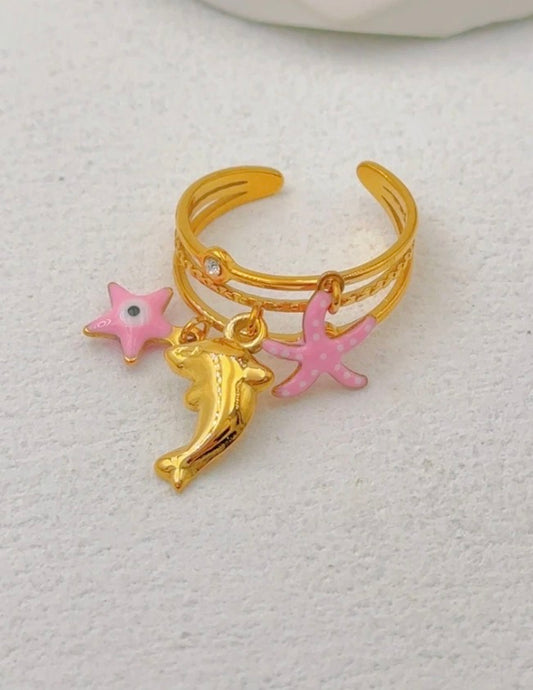 Bague or et breloques 🐚🌴🐠BEVERLY