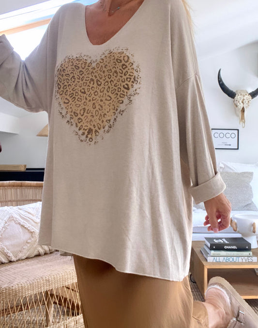 Top tunique coeur REBECCA  beige