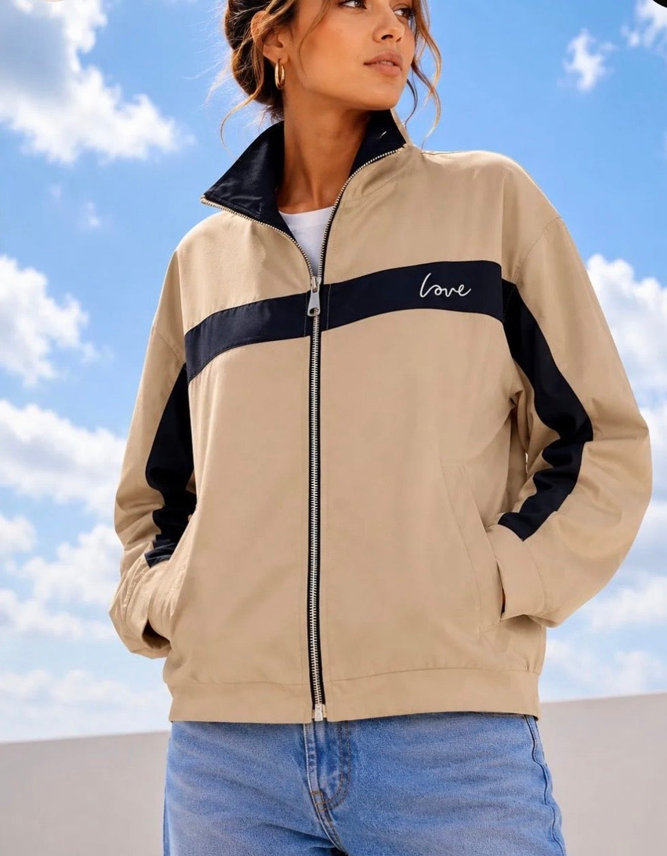 Veste Zippée jogg Beige LENOX — Col Montant