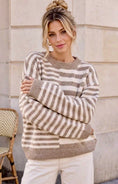 Load image into Gallery viewer, Pull marinière femme beige oversize AMOUR
