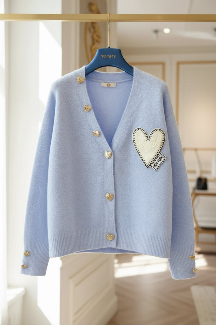 Gilet laine avec cœur brodé BELLA