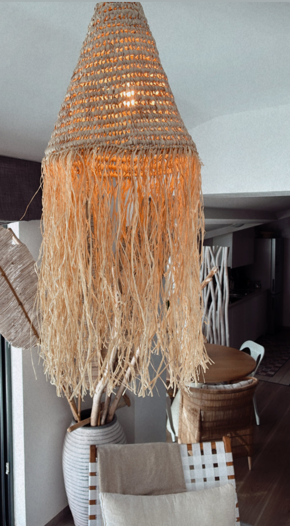 Abat jour paille et raphia MARRAKECH