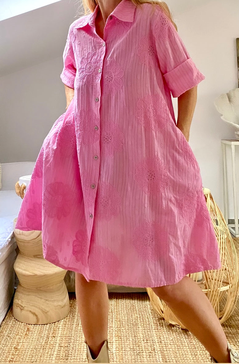 Robe coton rose ROSALIE