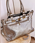 Load image into Gallery viewer, JANE silver irises leather effect bag
