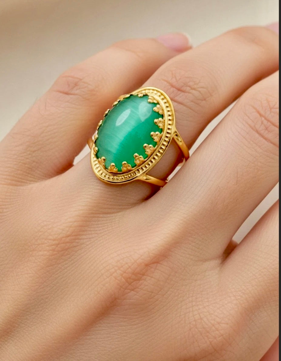 Bague pierre verte BOSTON💚