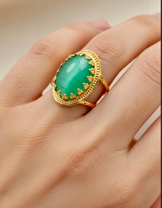Bague pierre verte BOSTON💚