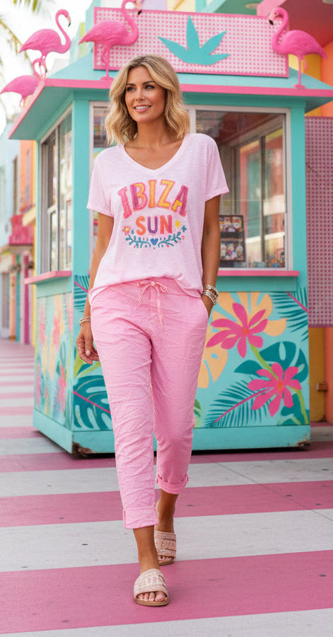 Tee shirt viscose rose IBIZA SUN