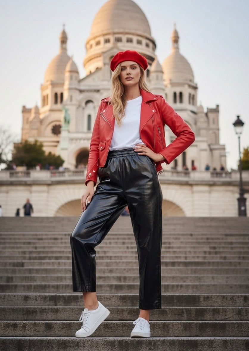 Pantalon simili cuir vernis MILANE