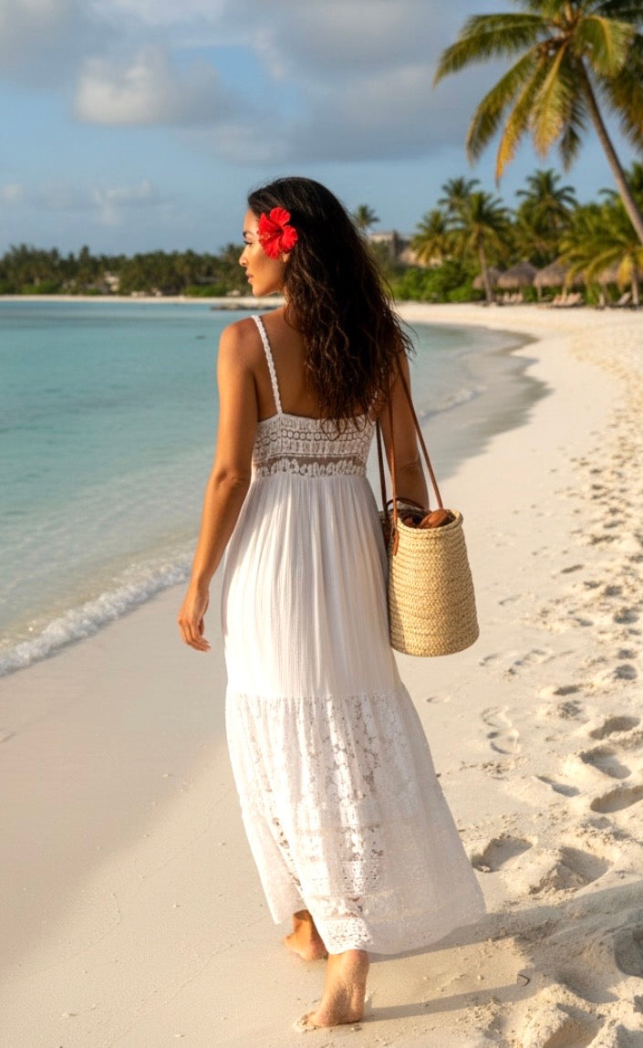Robe Longue Bohème Blanche BOHÈME 🤍 | Crochet & Dentelle — Made in Italy