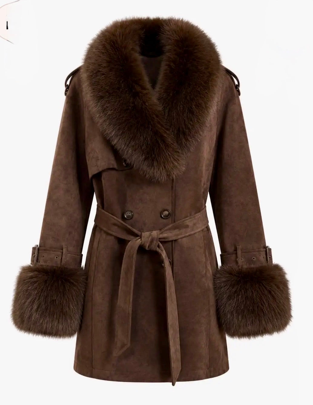 Manteau BLAKE — Trench Chocolat & Fausse Fourrure