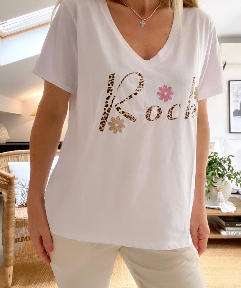 Tee shirt coton ROCK FLOWERS  2 tailles
