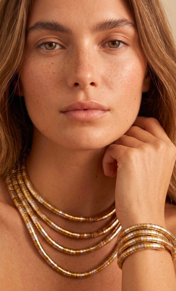 Collier Bracelet Doré Multirangs CÉLESTE – Style Gipsy Bohème à Entourer✨
