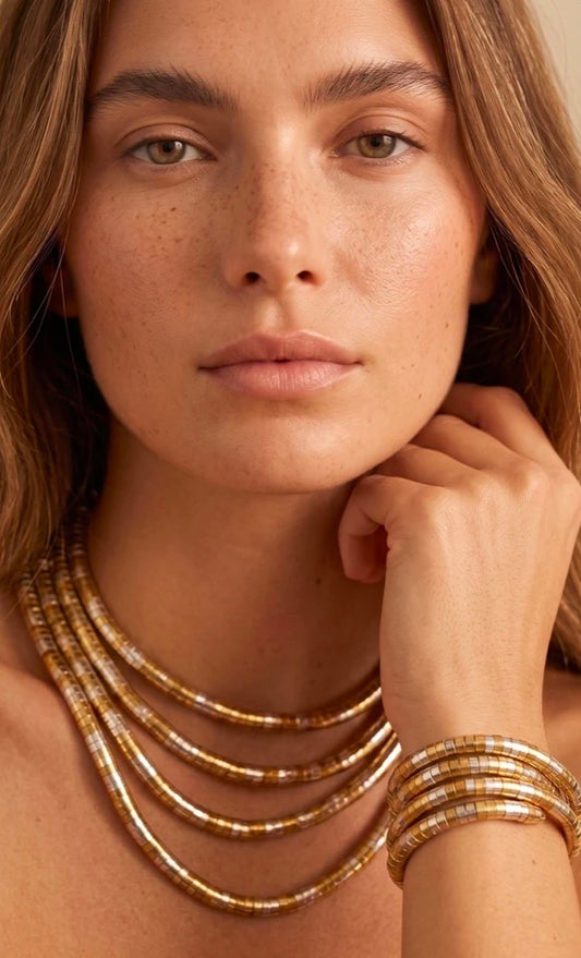 Collier Bracelet Doré Multirangs CÉLESTE – Style Gipsy Bohème à Entourer✨