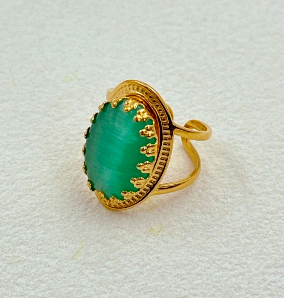 Bague pierre verte BOSTON💚