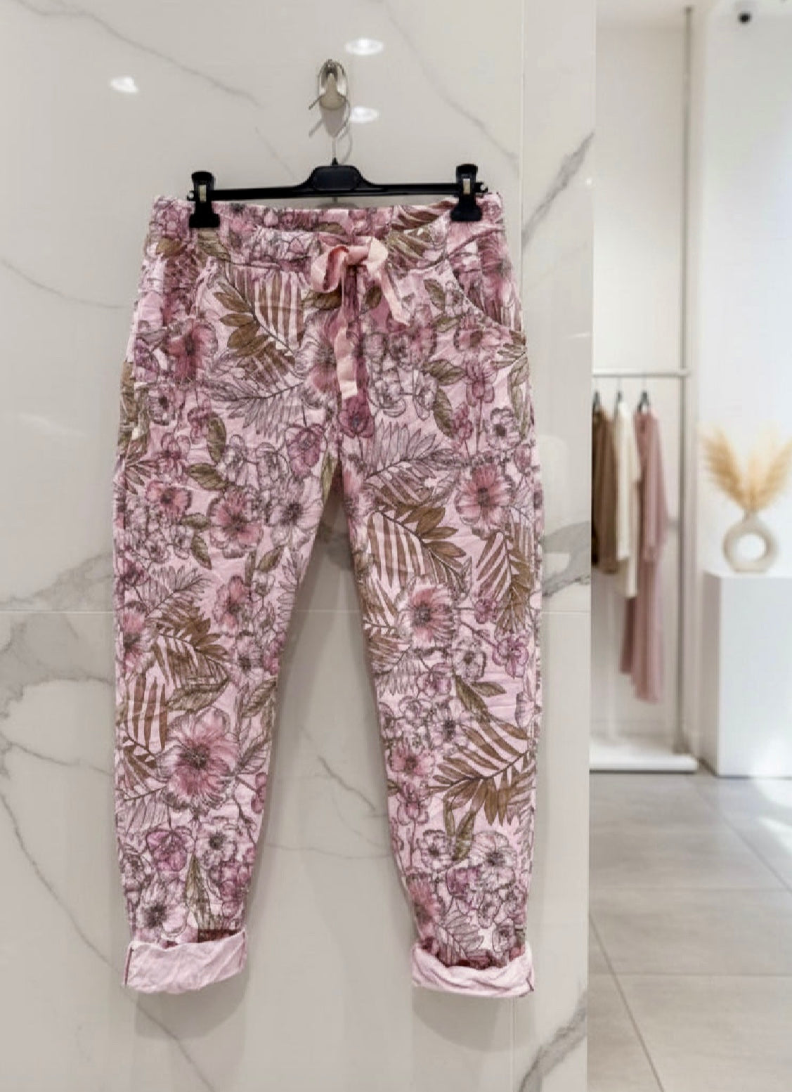 PANTALON fleuri  ROSE