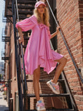 Cargar la imagen en la vista de la galería, Robe Bulle Rose Nœud ASHLEY 🌸 | Bubble Dress Girly Chic
