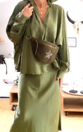 Load image into Gallery viewer, MILA khaki silk skirt

