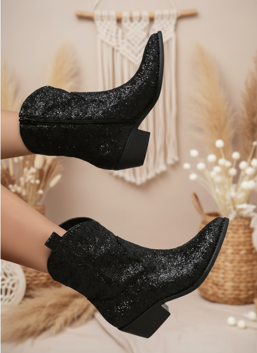 Boots noires pailletées LOLA