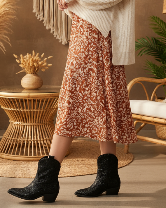 Boots noires pailletées LOLA