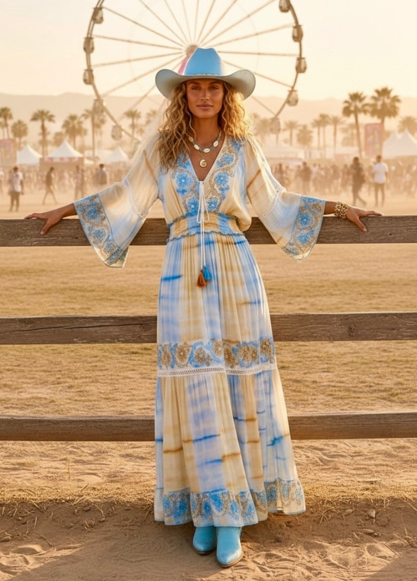 ✨ Robe Longue Tie and Dye Bohème JASMINE sequins 💫
