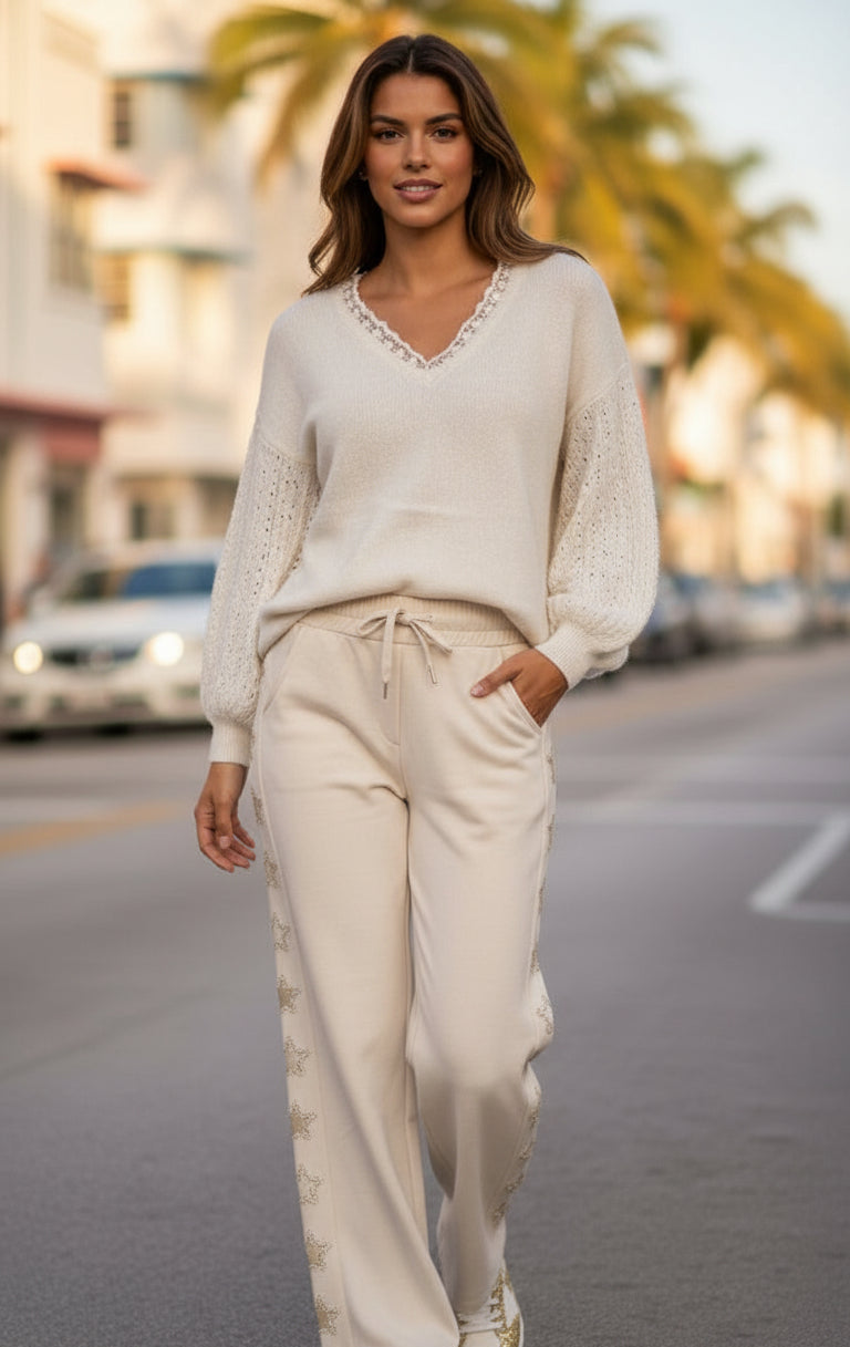 Pull laine et dentelle TESS