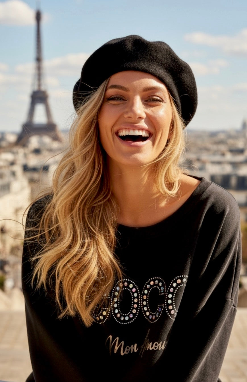 Sweat COCO Mon Amour Pailleté ✨ Noir ou Beige